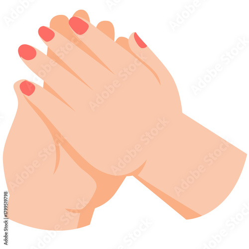 Two hands rubbing together, symbolizing proper handwashing technique in school, hospital, or childcare education.