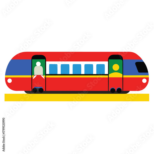 Modern Metro Subway Commuters on White Background