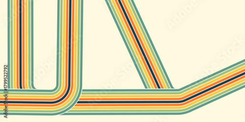 Vintage striped backgrounds, posters, banner samples retro colors 1970s 1900s 70s 80s 90s. Retro vintage style 70s striped background poster lines. Shapes vector design graphic 1980s.
