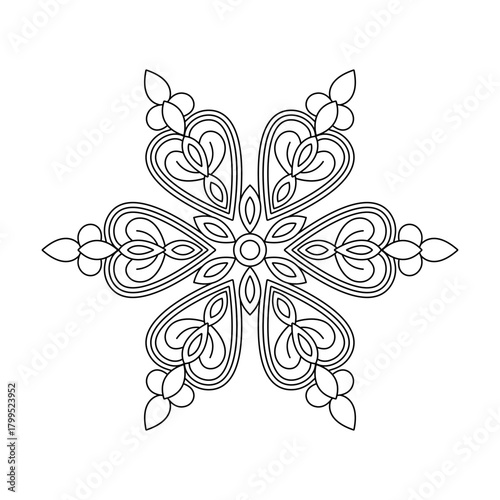 Sacred flower flow mandala coloring book page