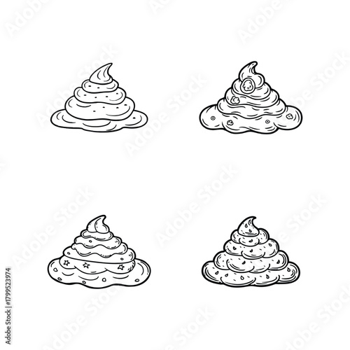 A set of poop isolated on white background
