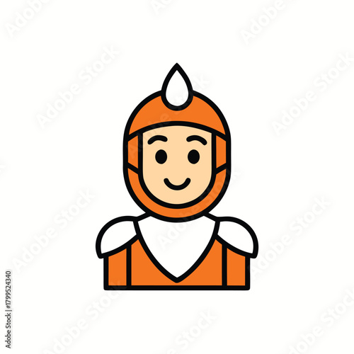 cartoon knight character  icon on white background