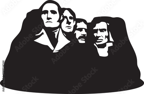Mount rushmore national memorial presidents silhouette isolated on transparent background
