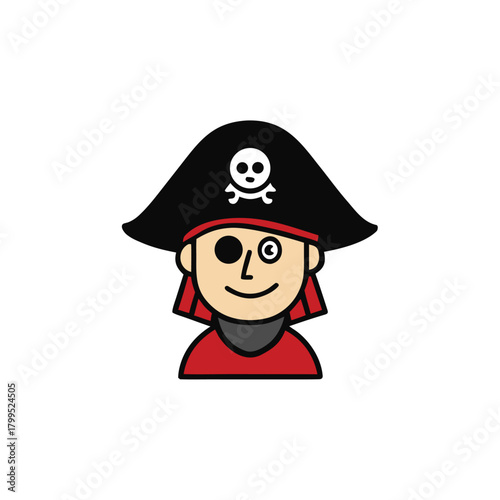 cartoon pirate character icon on white background