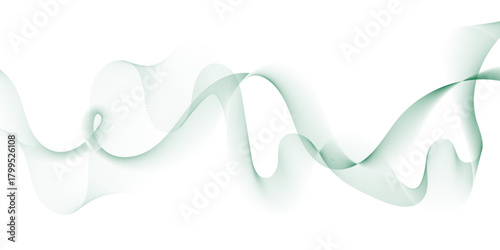 Abstract green wavy lines Digital frequency track equalizer background. Curved wave smooth stripe seamless pattern. Wave lines created using blend tool. graphic design template banner business wave.	
