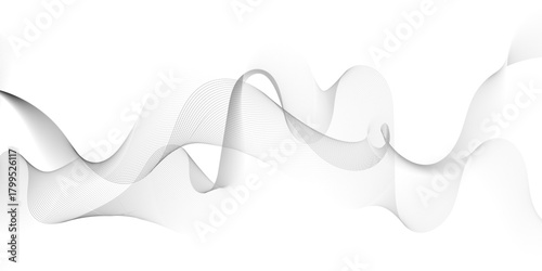 Abstract grey wavy lines Digital frequency track equalizer background. Curved wave smooth stripe seamless pattern. Wave lines created using blend tool. graphic design template banner business wave.	

