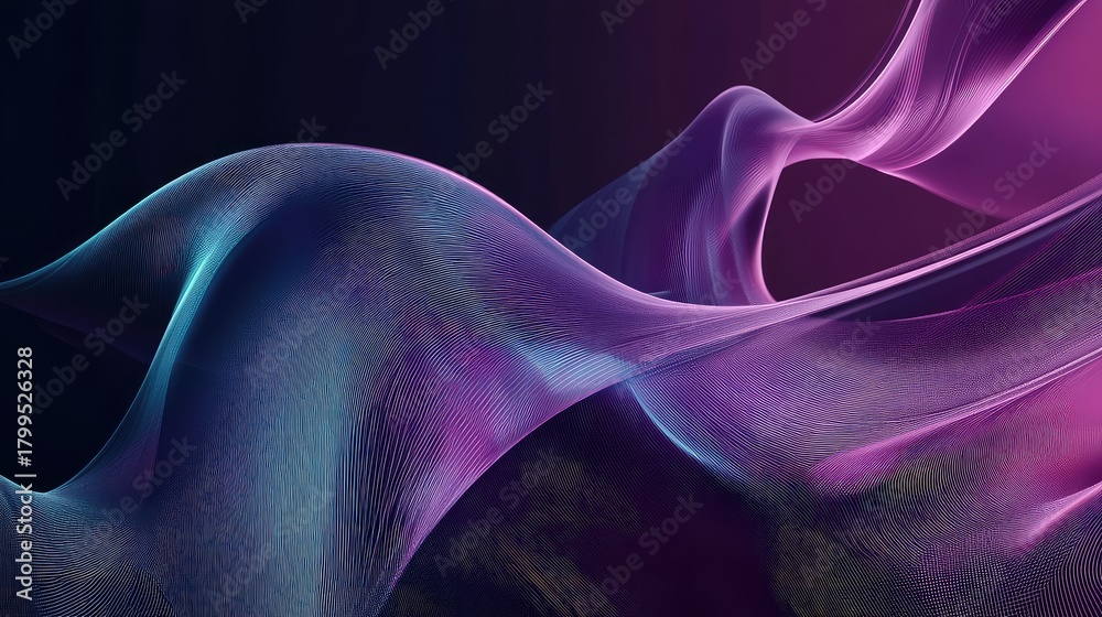 Obraz premium Abstract digital wave flowing with purple and blue lines