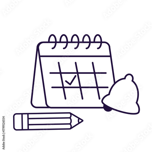 Vector illustration of a schedule icon: depicting meeting notifications and event confirmation. Clear, simple visual for managing and staying updated on appointments.