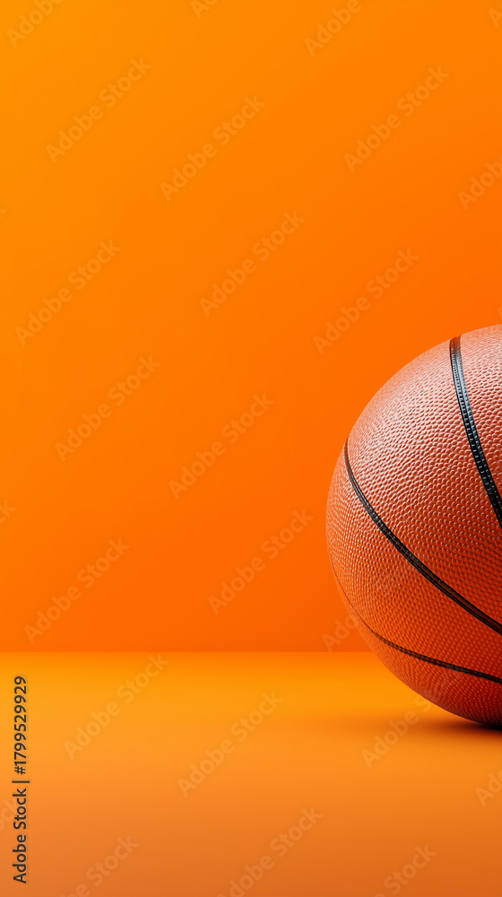 Obraz premium A basketball lies against a bright orange background. 