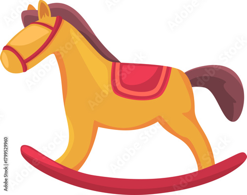 Traditional wooden rocking horse illustration symbolizing childhood nostalgia and playful imagination