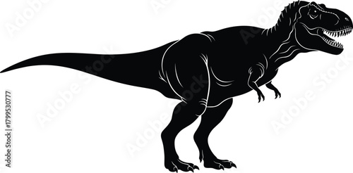 Tyrannosaurus rex dinosaur silhouette vector, prehistoric giant predator illustration, Jurassic wildlife design for science education, museum and nature theme