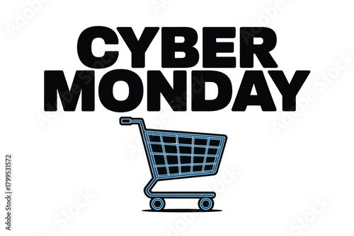 Cyber Monday Shopping Sale Illustration with Cart Icon