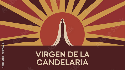 Virgen de la Candelaria Festival Icon with Radiant Sunburst Design