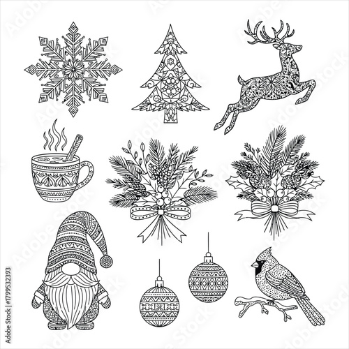 Christmas doodles isolated on