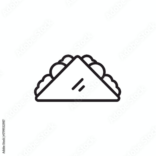 Triangle food icon with a simple outline and abstract filling, suitable for menus and food blogs