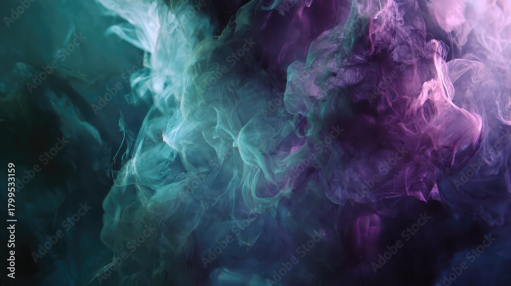 Obraz premium Colorful liquid ink mixing creating abstract flowing smoke