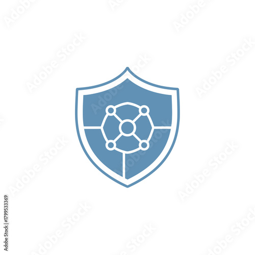 Shield with network nodes icon representing security and connectivity
