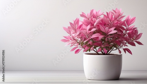 Wallpaper Mural Pink Plant In White Pot Against Light Background Torontodigital.ca