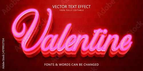 Happy valentine day typography handwritten editable text effect. Vector editable text effect