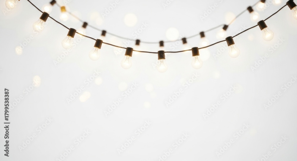 Obraz premium A string of light bulbs hanging against a white background.