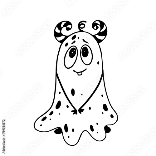 Doodles, sketches of a funny, cute monster. Cartoon children's characters. Vector graphics.