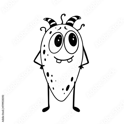 Doodles, sketches of a funny, cute monster. Cartoon children's characters. Vector graphics.