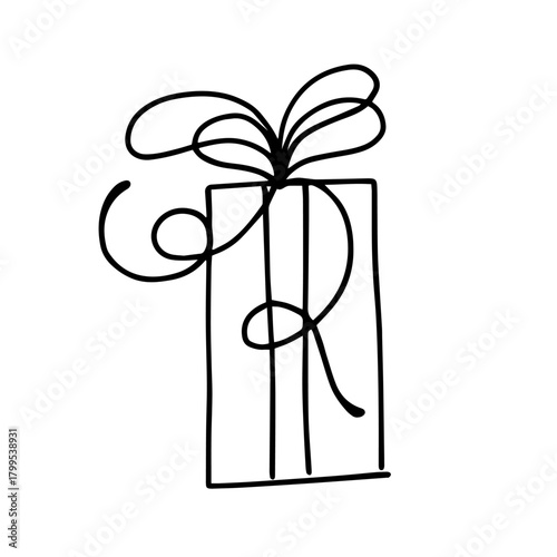 Simple, primitive doodles, gift box outlines, gifts. Vector graphics.