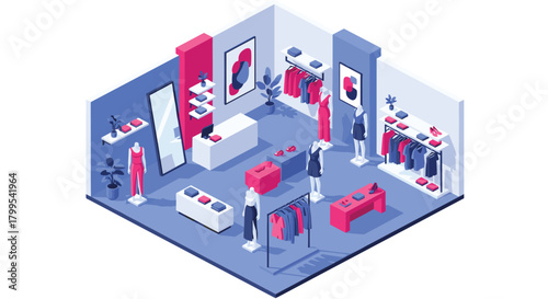 Stylish boutique interior showcases the latest fashion trends and elegant designs for discerning customers, perfect for retail marketing materials