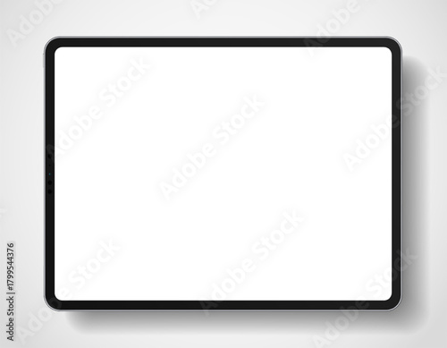 3D Tablet frame less blank screen. Empty screen device tablet mockup element. Can be used for mobile app, UI UX, business presentations. High quality EPS10 ultra realistic tablet with editable screen