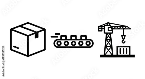 Streamlined logistics process from packaging to delivery via conveyor and crane infrastructure for efficient supply chain management