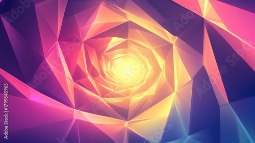 Fototapeta Naklejka Na Ścianę i Meble -  Abstract geometric tunnel with glowing light vortex