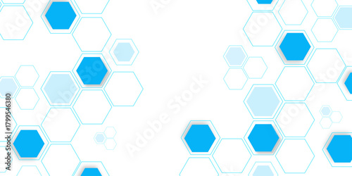 Abstract pattern with hexagonal white and gray technology line paper background. Hexagonal 3d vector grid tile and mosaic structure simple style hexagonal graphic concept. Futuristic surface design.	
