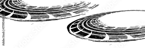 Auto tire tread grunge element. Car and motorcycle tire pattern, wheel tyre tread track. Black tyre print. vector