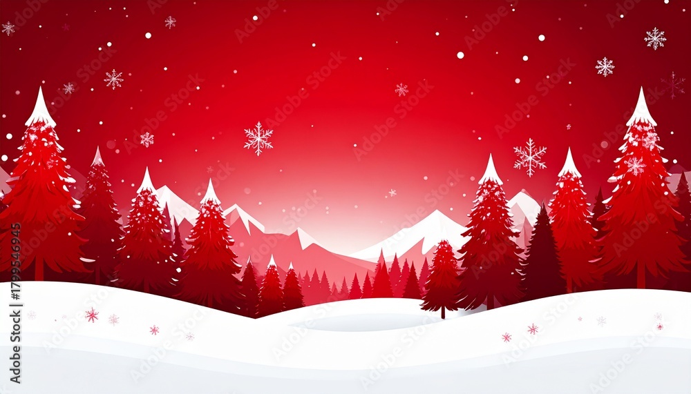 Naklejka premium Christmas background design of pine tree and snowflake with snow falling in the winter vector illustration