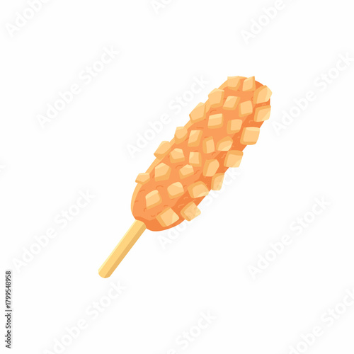 Vector illustration of corndog with potato slice topping