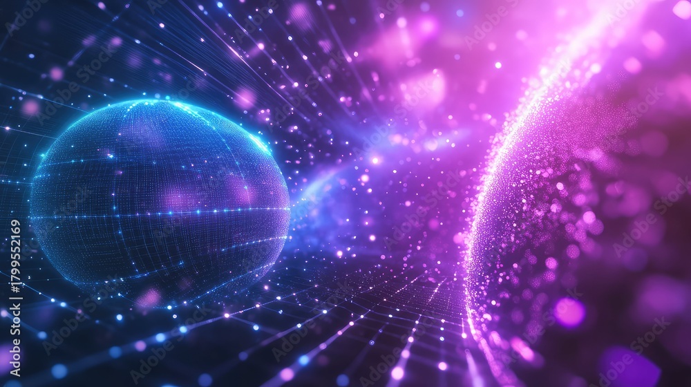 Fototapeta premium Global digital network connecting data spheres in cyberspace