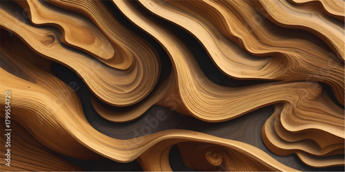 Abstract brown background texture pattern design with wavy gold liquid chocolate silk flow