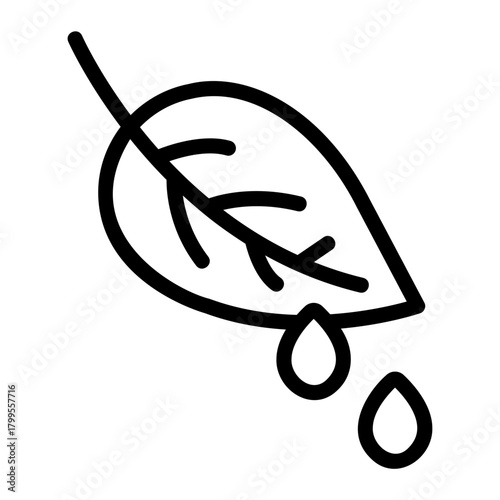 leaf with dew drop Line Icon