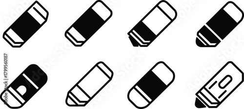 Stationery Eraser Tools and Correction Icons Set