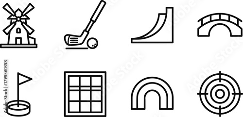 Collection of Line Art Icons Games, Nature & Structures