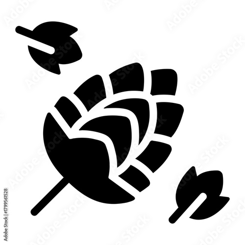 leaves with pinecone Solid icon
