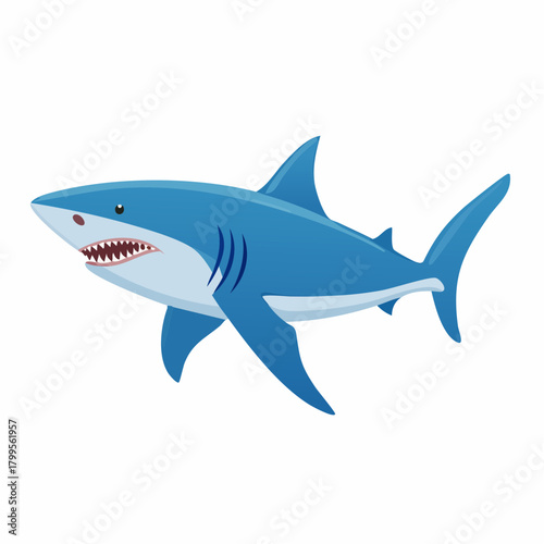 Blue shark swimming with transparent background