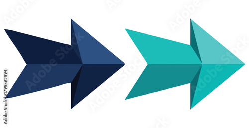 Flat Origami Style Forward Arrows Logo with Two Solid Colors and Clean UX Vector Design