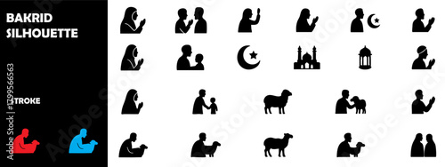 Bakrid Silhouette – Eid al-Adha Festival, Islamic Sacrifice Celebration Vector Illustration