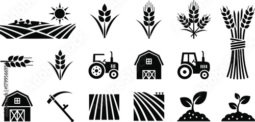 Agriculture and Farming Icons Set