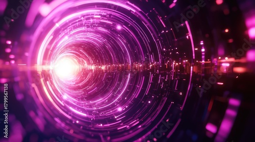 Fototapeta Naklejka Na Ścianę i Meble -  Abstract data tunnel moving digital light speed