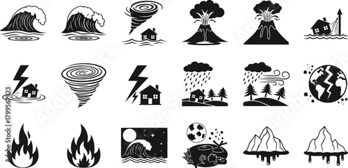 Natural Disaster and Extreme Weather Icons Pack