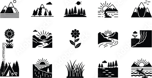 Outdoor Adventure Nature Icon Collection