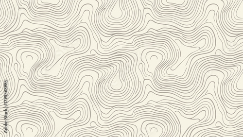Abstract topographic map design with flowing lines and neutral color palette