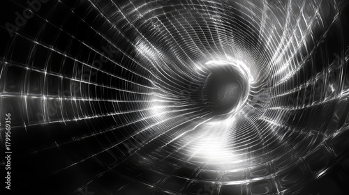 Fototapeta Naklejka Na Ścianę i Meble -  Abstract grid tunnel creating futuristic black vortex